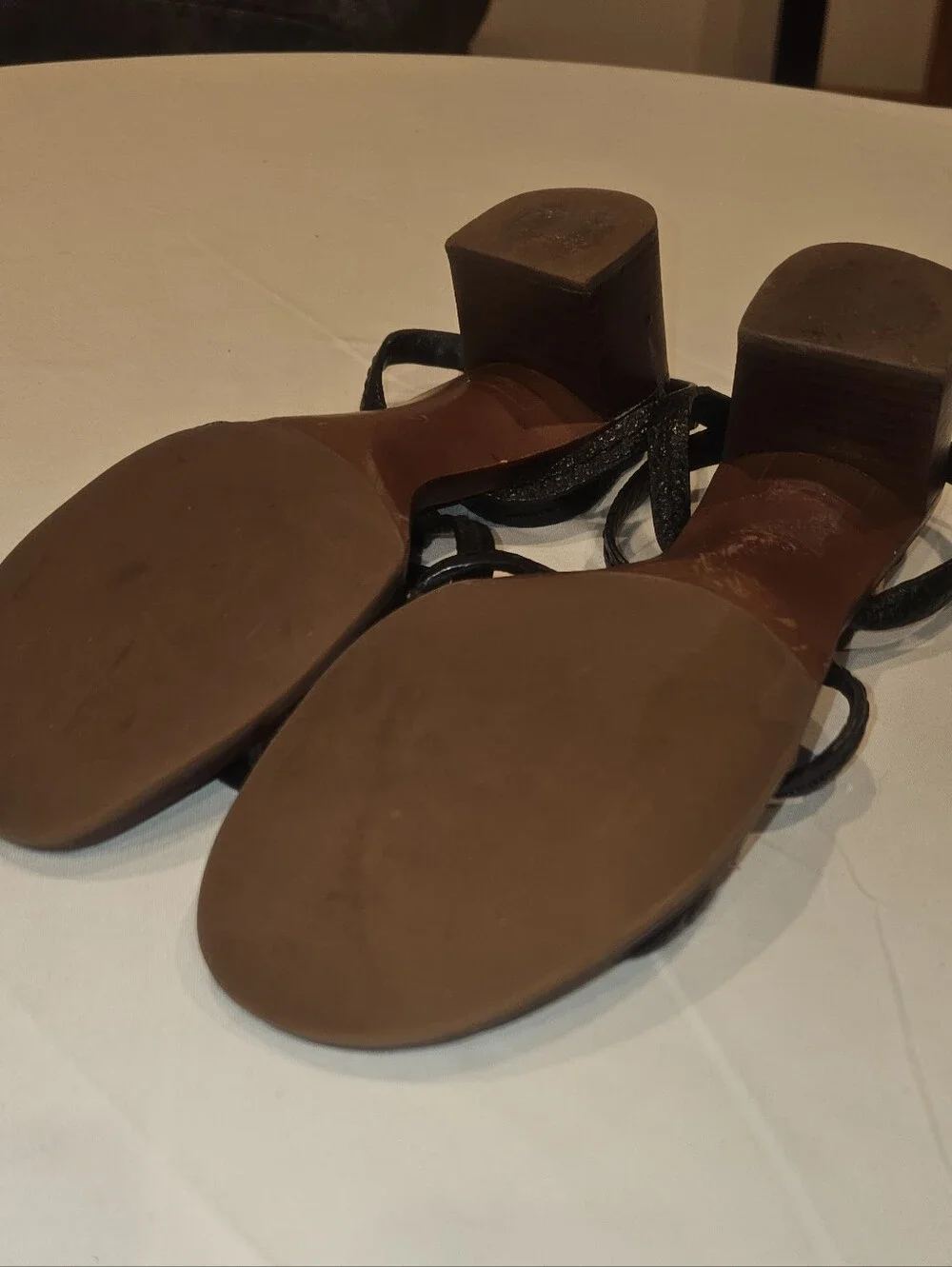 TORY BURCH Chandler tumbled leather block heel black sandals, 6.5